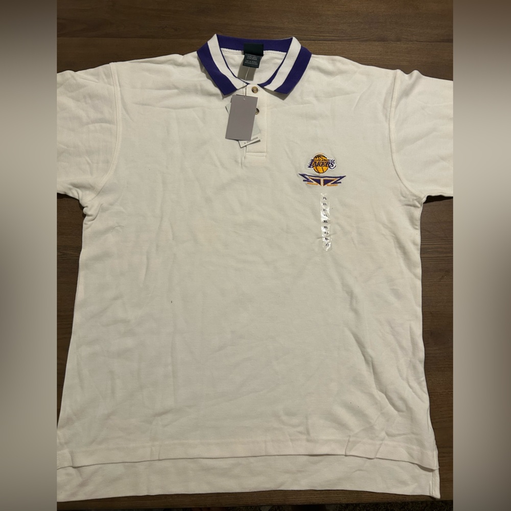 Active Men’s NBA Official LA Lakers Collared Polo Shirt, White/Purple, XL
